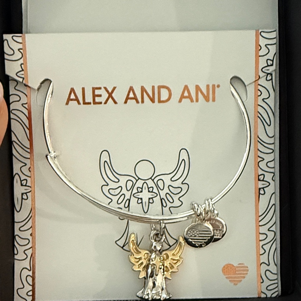 Alex and Ani Two-Tone Angel Charm Bangle